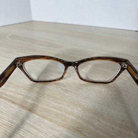 Fiction by L.A. Eyeworks BOA 076-076 Eyeglasses FRAMES ONLY Striped Brown main image 7